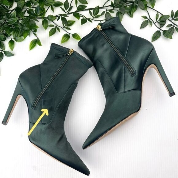 Good American The Icon Green Satin Bootie in size 8.5 - Picture 6 of 13